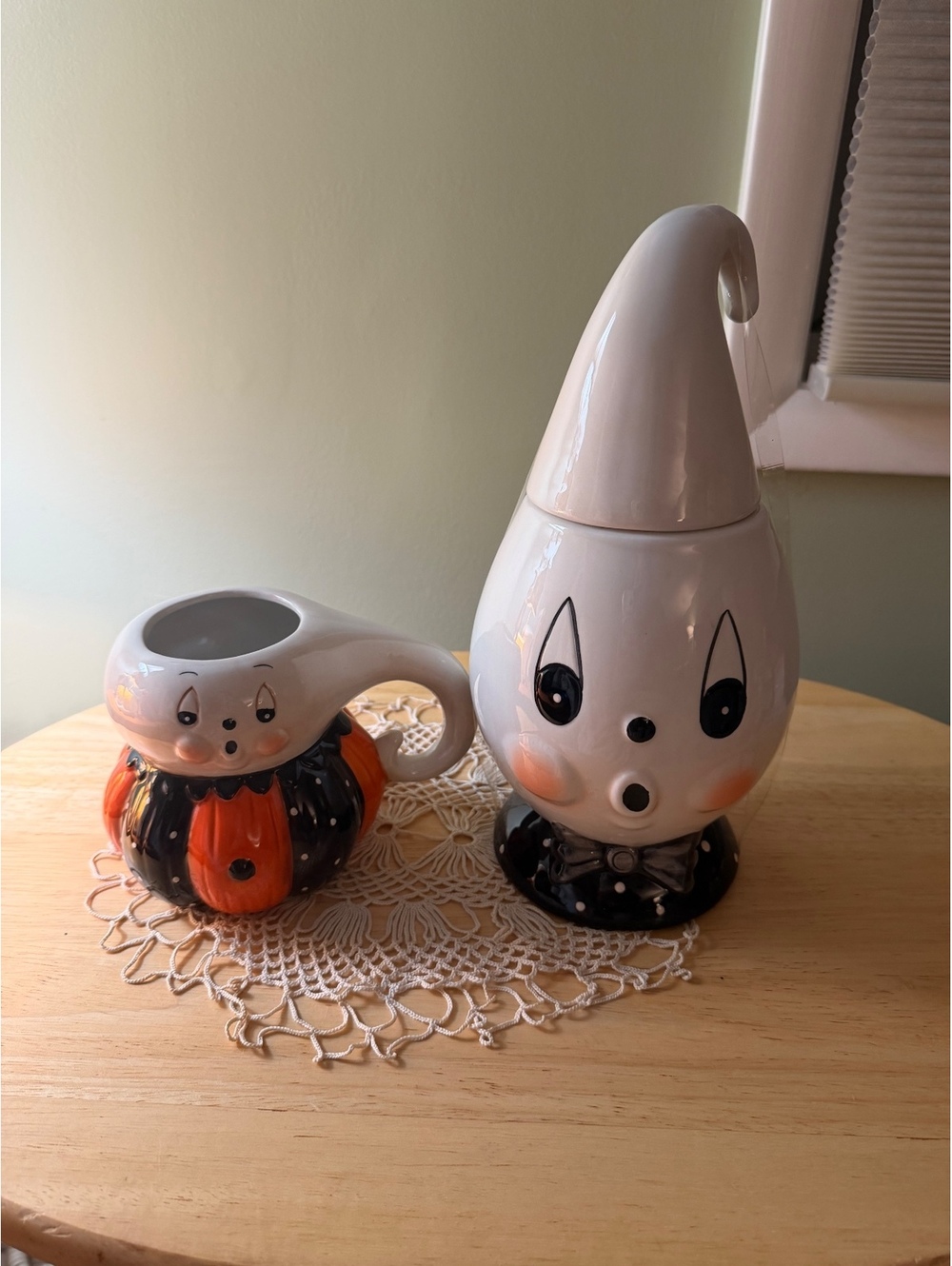 Johanna Parker Ghost Treat Jar and Pumpkin Mug Set
